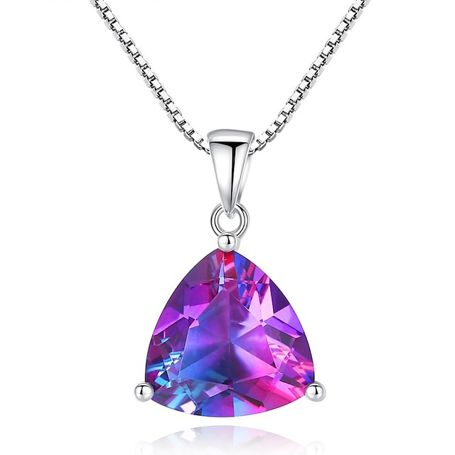 Necklace Multicolor Synthetic Diamond Blue Copper Women's Simple Sweet Classic Luminous Wedding Geometric Necklace For Wedding Party