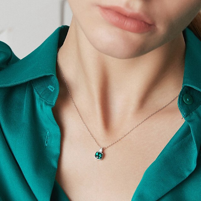 Necklace Clear Synthetic Diamond Blue Copper Women's Simple Elegant Classic Luminous Wedding Geometric Necklace For Wedding Engagement
