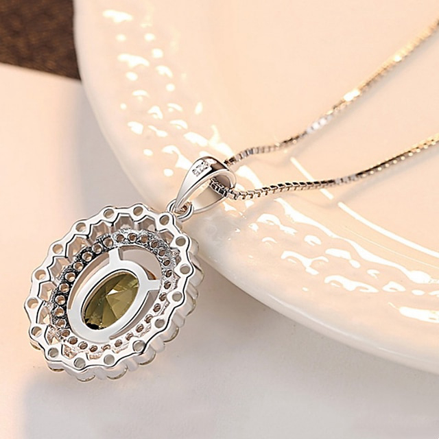 Necklace Clear Synthetic Diamond Blue Copper Women's Fashion Simple Classic Luminous Wedding Geometric Necklace For Wedding Engagement